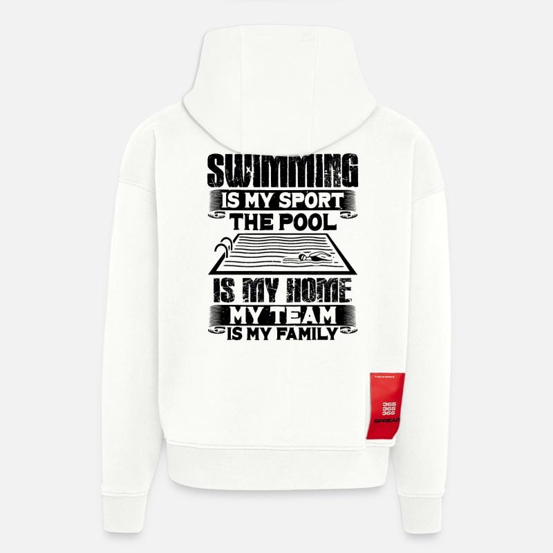 Cadeau de nageurs de natation - Sweat à capuche bio épais oversize fabriqué en UE - OFF WHITE