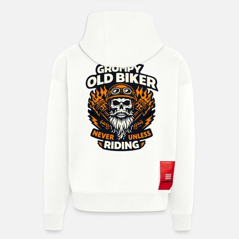 Grumpy old biker - Hoodie- made by SPREAD  - OFF WHITE
