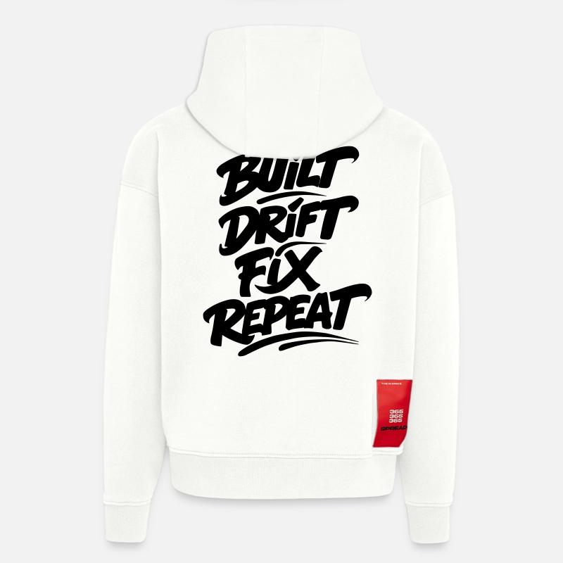 Build Drift Fix Repeat v2 - Sweat à capuche bio épais oversize fabriqué en UE - OFF WHITE