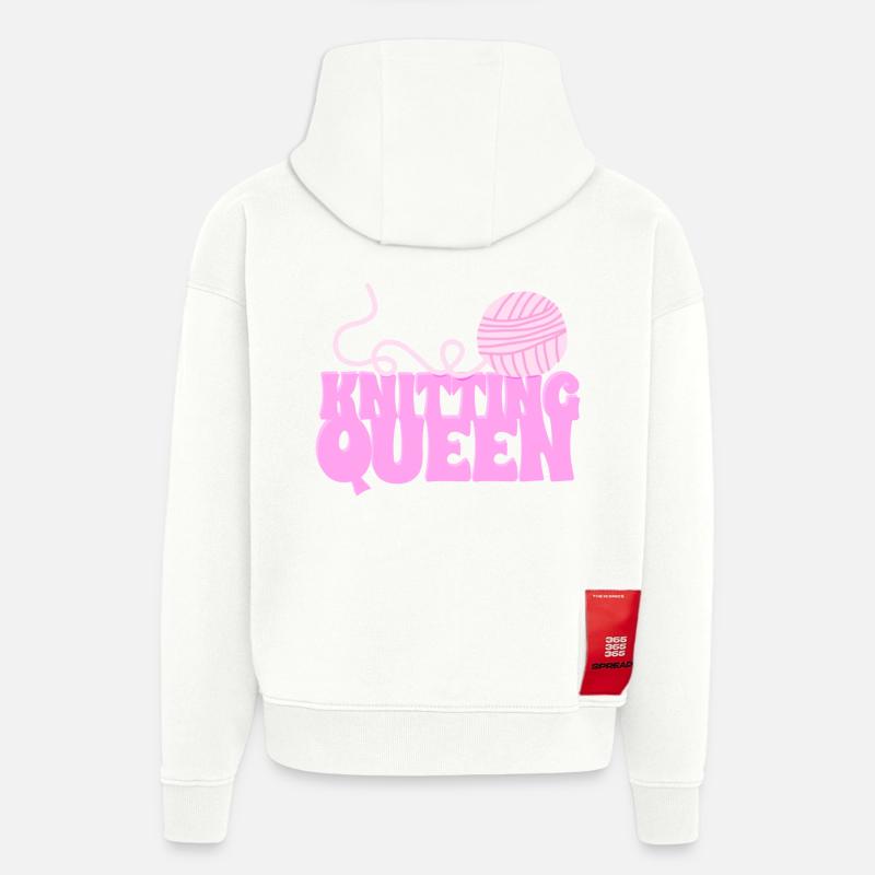 La reine du tricot - Sweat à capuche bio épais oversize fabriqué en UE - OFF WHITE