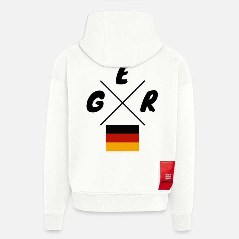 Drapeaux allemands Lettrage GER - Sweat à capuche bio épais oversize fabriqué en UE - OFF WHITE
