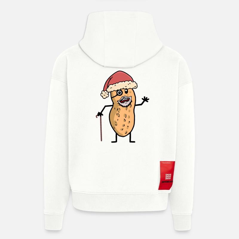 Noël Papy Cacahuète Père Noël - Sweat à capuche bio épais oversize fabriqué en UE - OFF WHITE