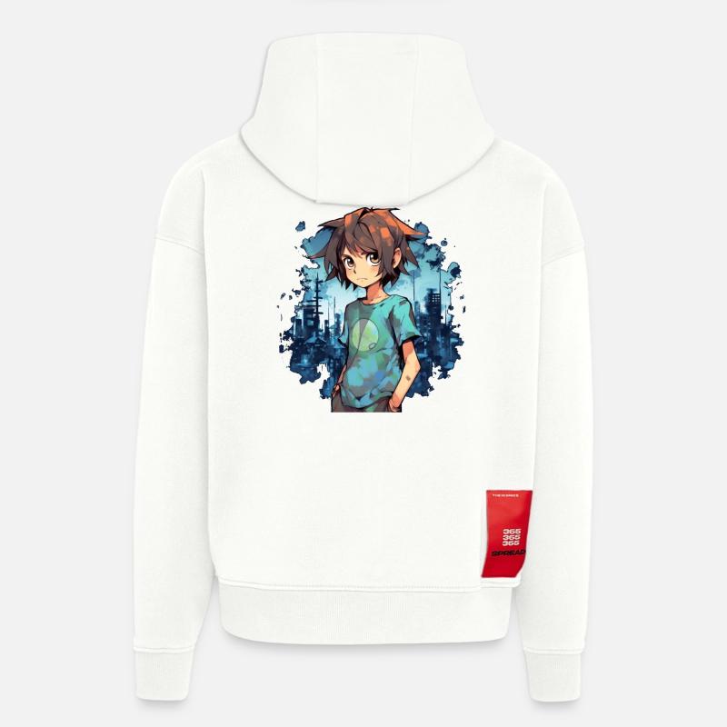 Garçon d’anime - Sweat à capuche bio épais oversize fabriqué en UE - OFF WHITE