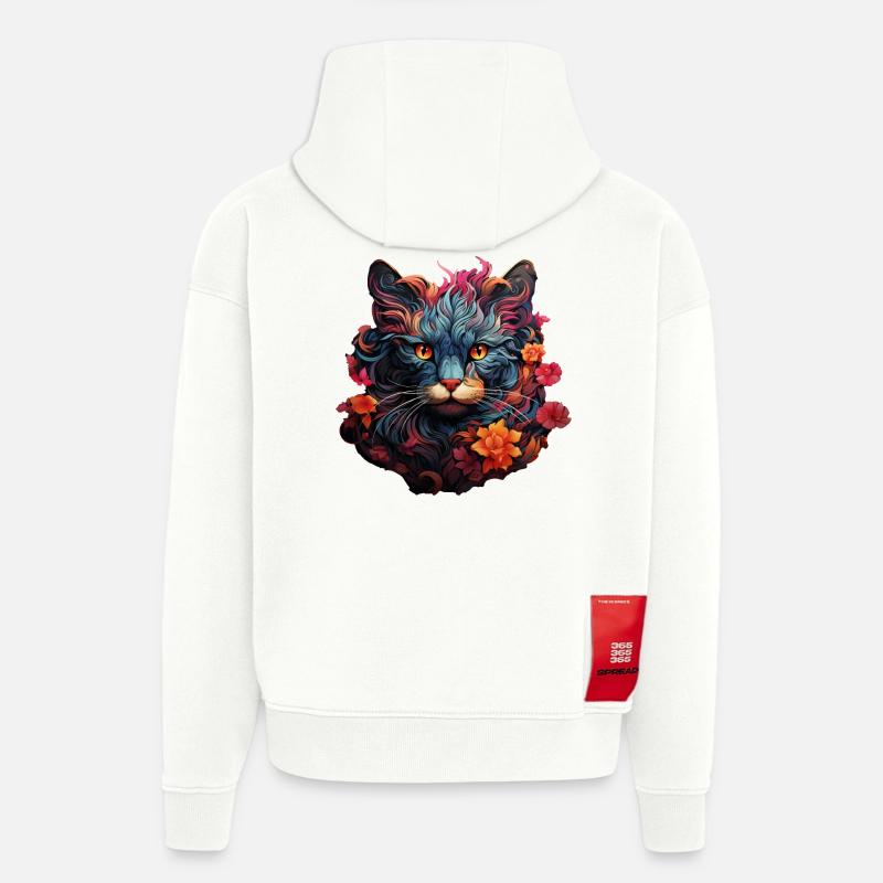 Chat - Sweat à capuche bio épais oversize fabriqué en UE - OFF WHITE