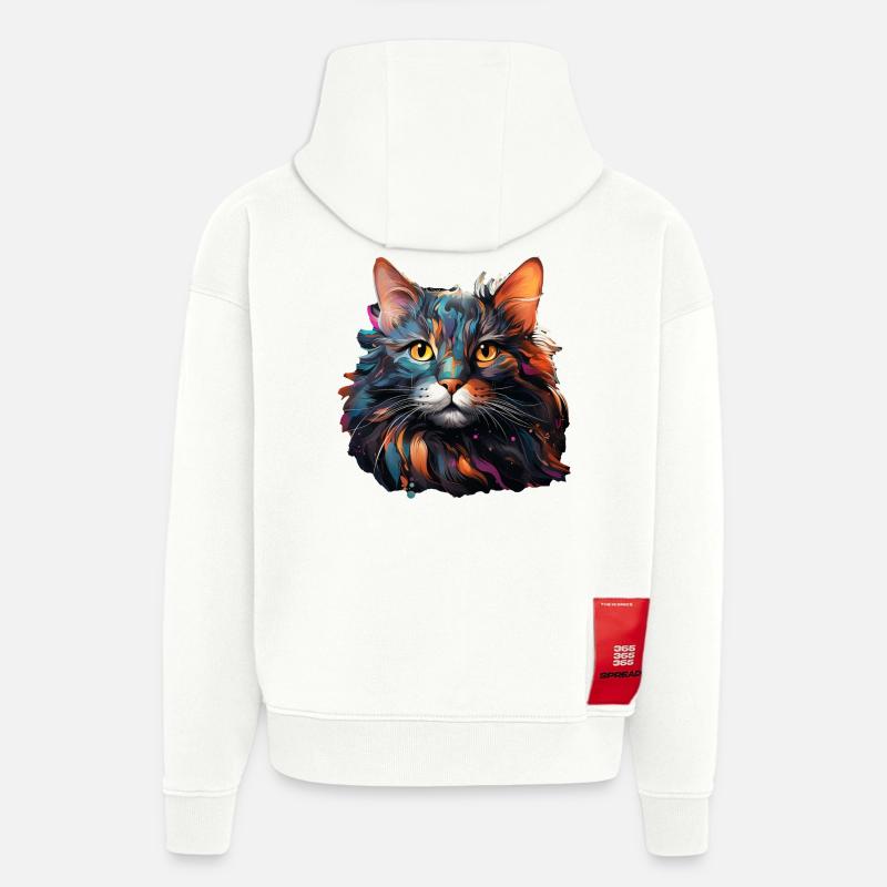 Chat - Sweat à capuche bio épais oversize fabriqué en UE - OFF WHITE
