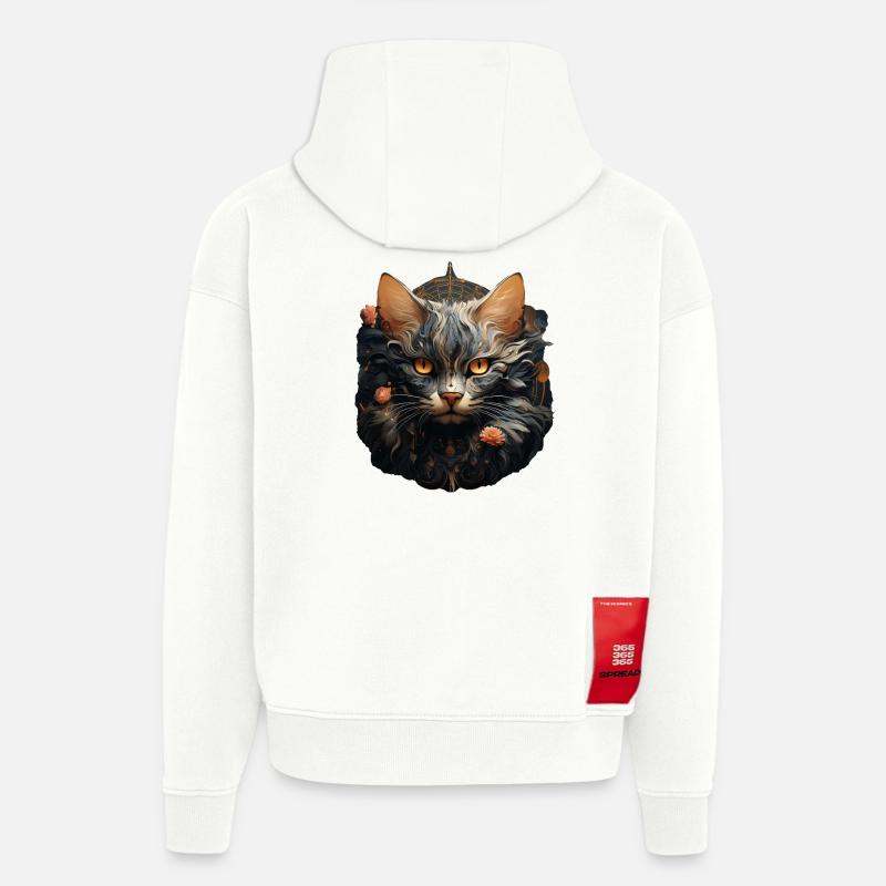 Chat - Sweat à capuche bio épais oversize fabriqué en UE - OFF WHITE
