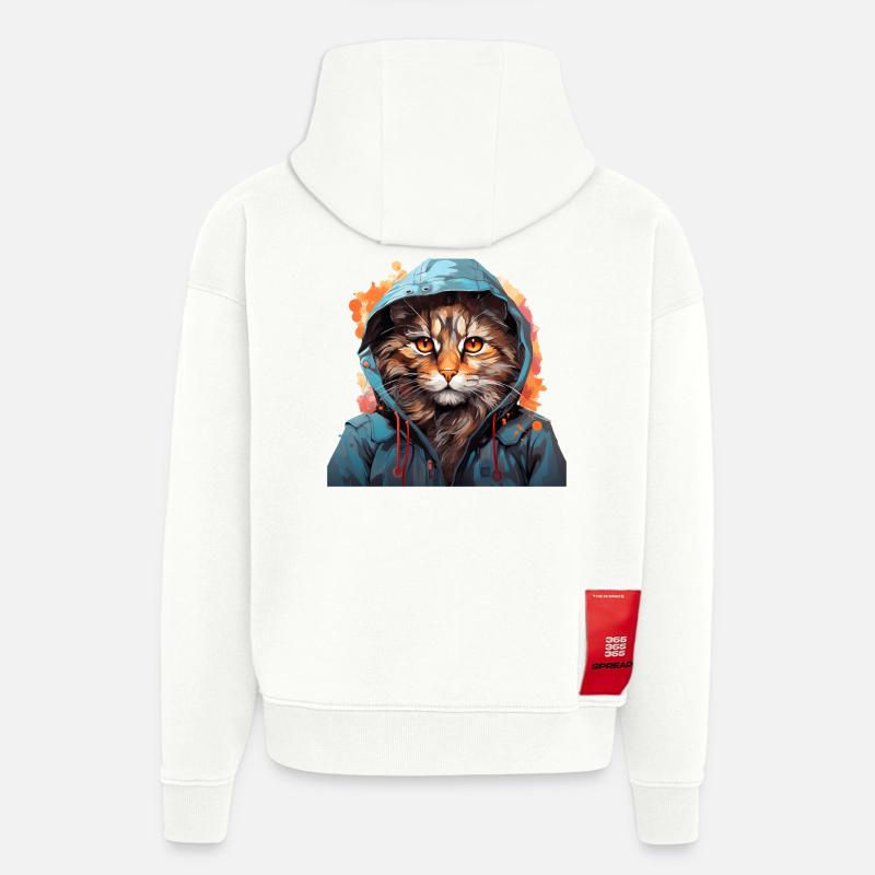 Chat - Sweat à capuche bio épais oversize fabriqué en UE - OFF WHITE