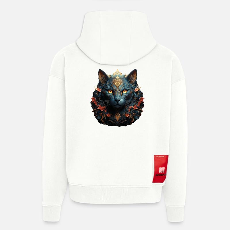 Chat - Sweat à capuche bio épais oversize fabriqué en UE - OFF WHITE
