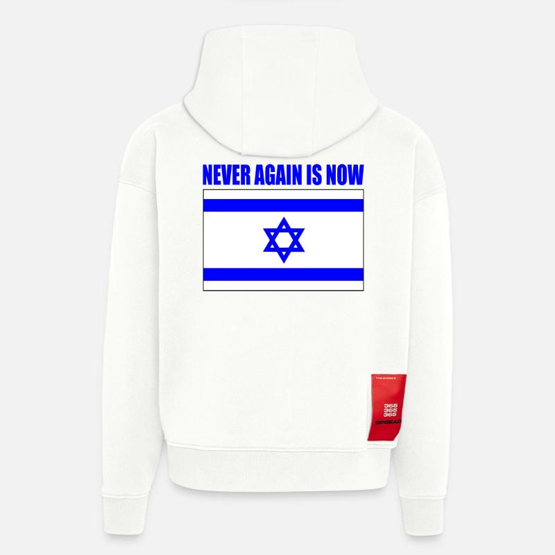 Never again is now - Sweat à capuche bio épais oversize fabriqué en UE - OFF WHITE