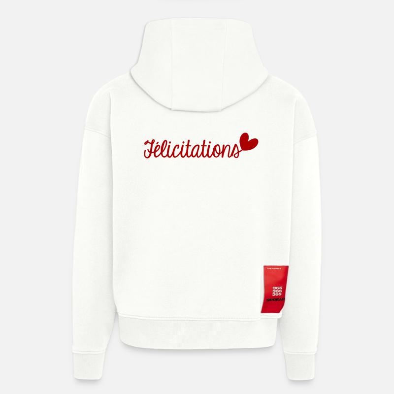 FELICITATIONS. BRAVO. NAISSANCE. ANNIVERSAIRE. BAC - Sweat à capuche bio épais oversize fabriqué en UE - OFF WHITE