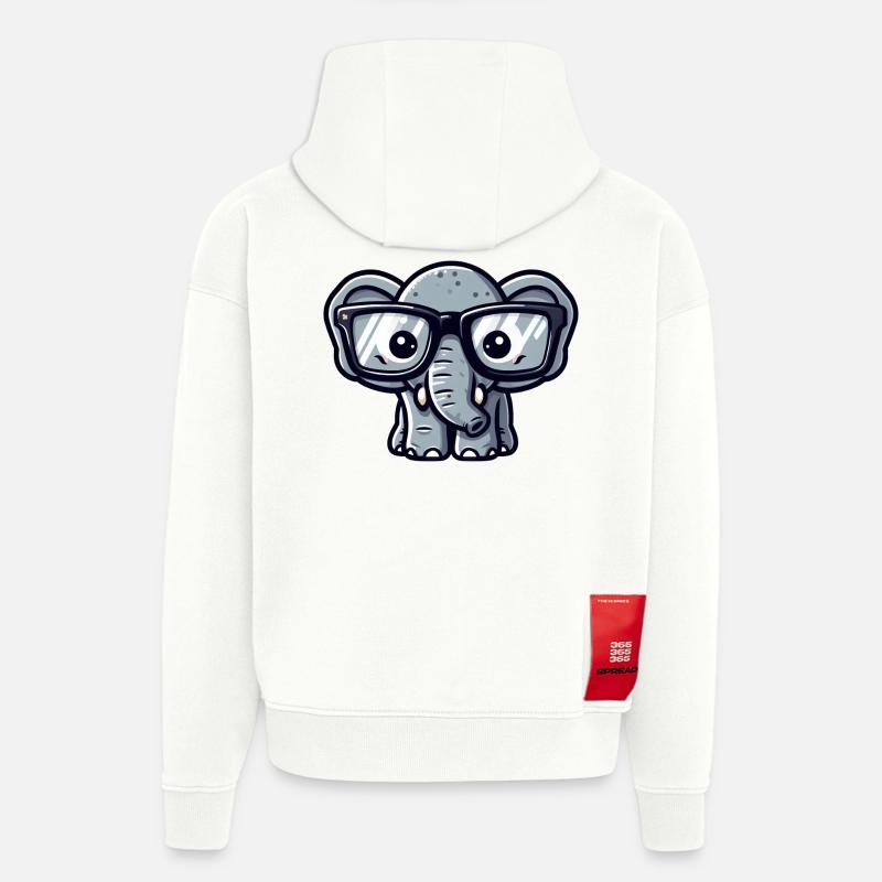 Nerd-Elefant mit Brille - Hoodie- made by SPREAD  - OFF WHITE