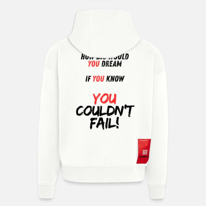 Message de motivation YOU sur noir - Sweat à capuche bio épais oversize fabriqué en UE - OFF WHITE