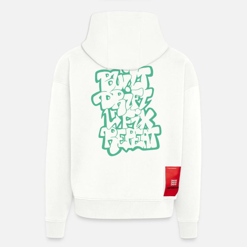 Dérivée construite Fix Répéter 04 - Sweat à capuche bio épais oversize fabriqué en UE - OFF WHITE