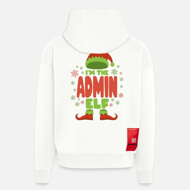 Admin Elfe de Noël - Sweat à capuche bio épais oversize fabriqué en UE - OFF WHITE