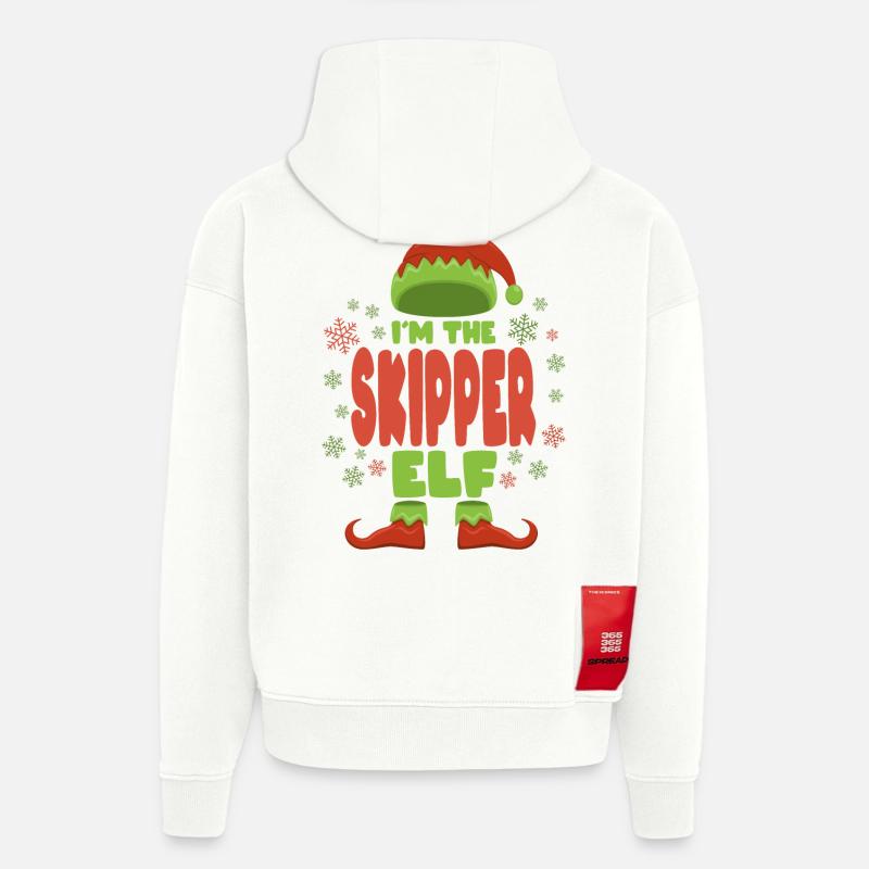 Skipper Elfe de Noël - Sweat à capuche bio épais oversize fabriqué en UE - OFF WHITE
