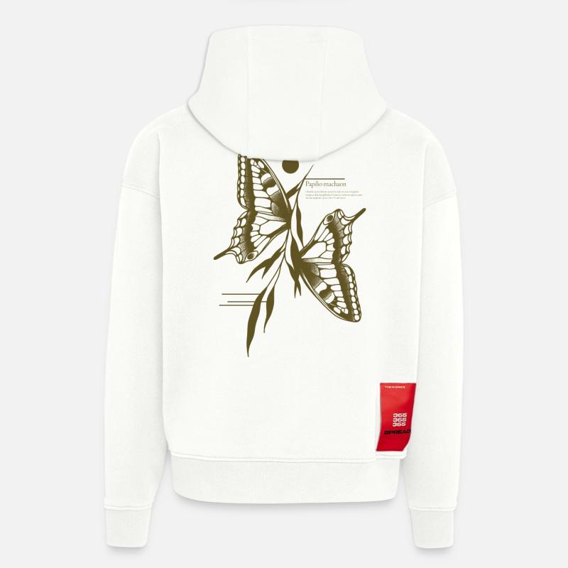 Papillon à queue d’aronde - Variante - Sweat à capuche bio épais oversize fabriqué en UE - OFF WHITE