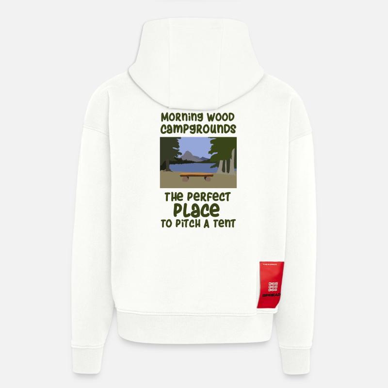 Camping slogan camping - Sweat à capuche bio épais oversize fabriqué en UE - OFF WHITE