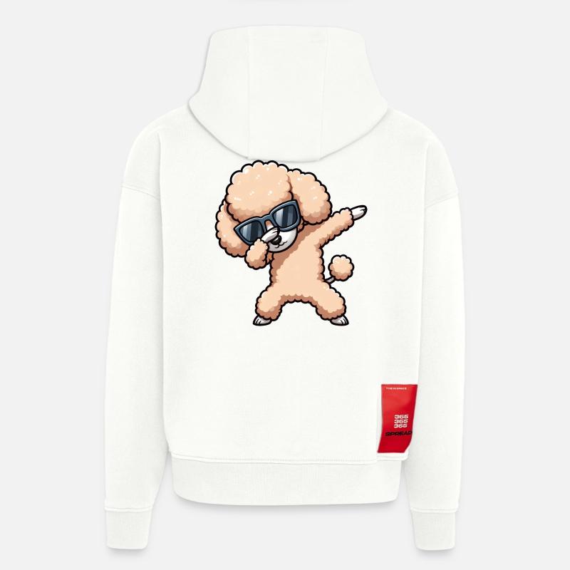 Cool Caniche Dab Pose Drôle - Sweat à capuche bio épais oversize fabriqué en UE - OFF WHITE