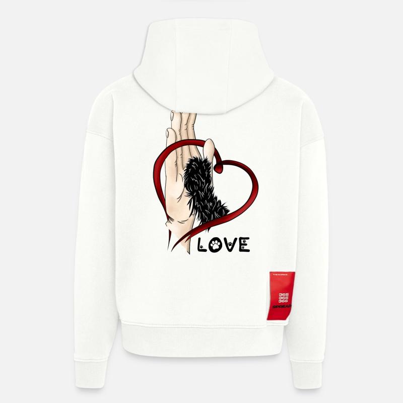Amour de la patte - Patte noire - Sweat à capuche bio épais oversize fabriqué en UE - OFF WHITE