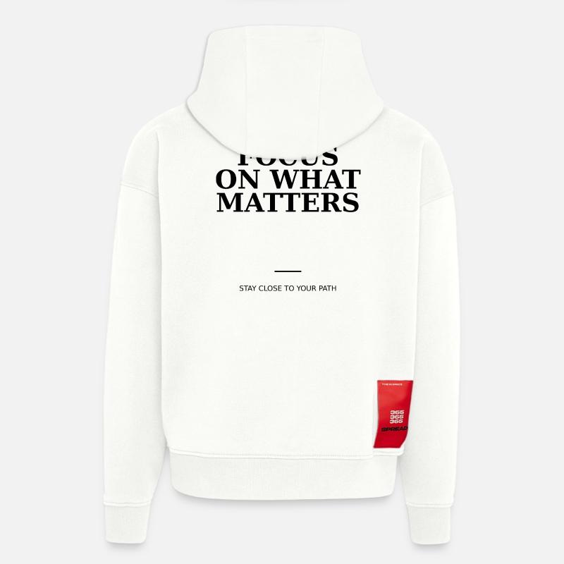 Focus On What Matters - Sweat à capuche bio épais oversize fabriqué en UE - OFF WHITE