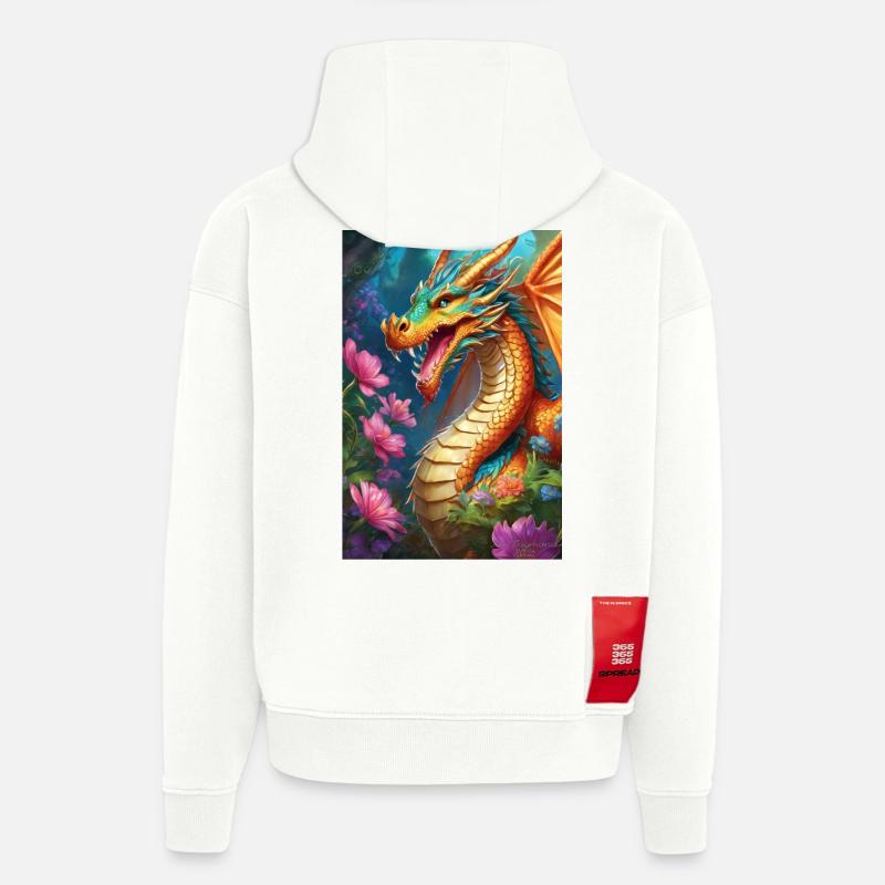 Glutdrache im blühenden Wald - Hoodie- made by SPREAD - OFF WHITE