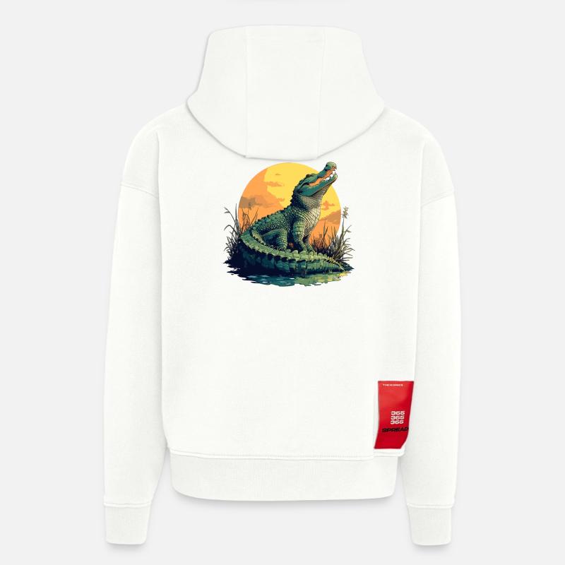 Alligatoren Alligator - Sweat à capuche bio épais oversize fabriqué en UE - OFF WHITE