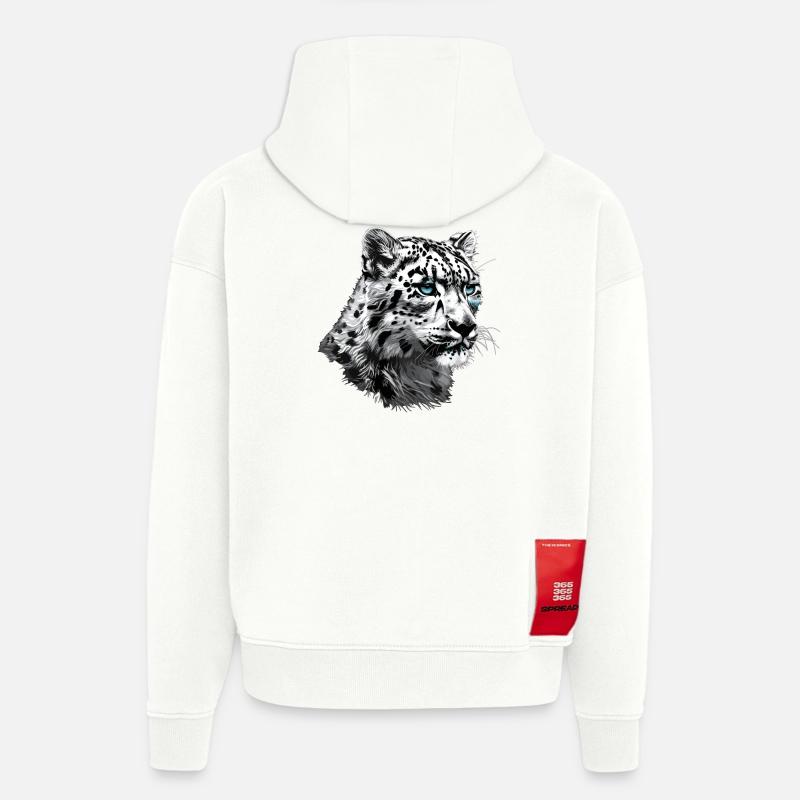 Léopard des neiges Schneeleoparden Schneeleopard - Sweat à capuche bio épais oversize fabriqué en UE - OFF WHITE