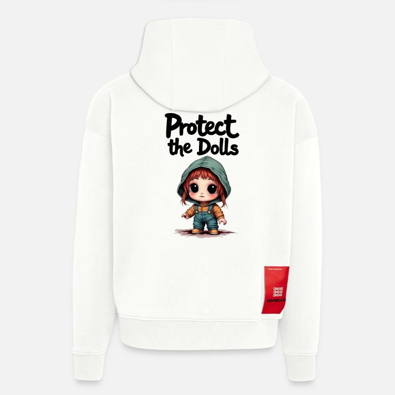 Protégez les poupées - Doux message - Sweat à capuche bio épais oversize fabriqué en UE - OFF WHITE
