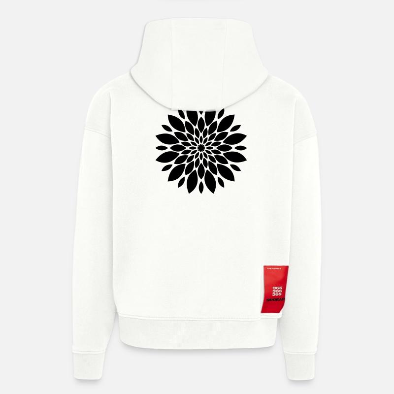 Fleur mandala fleur florale - Sweat à capuche bio épais oversize fabriqué en UE - OFF WHITE