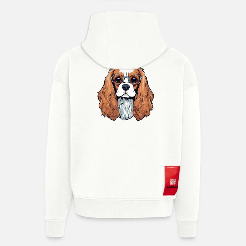 cavalier King Charles, chien, chien mignon - Sweat à capuche bio épais oversize fabriqué en UE - OFF WHITE