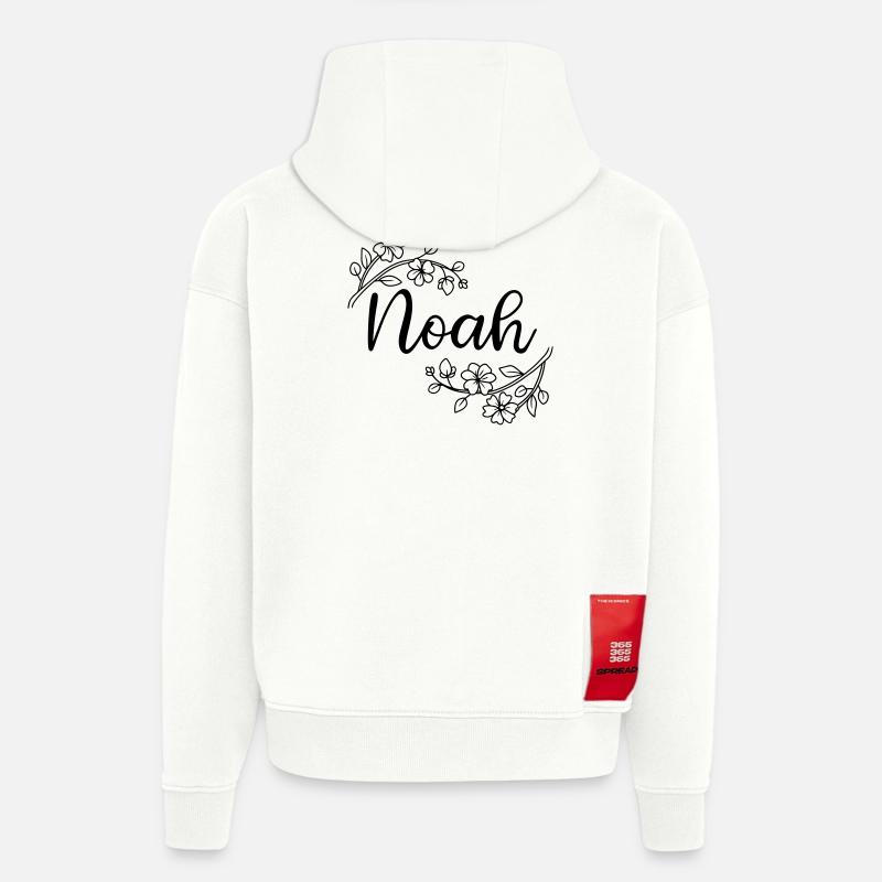 Noé | Nom du nom | Vectographie ! - Sweat à capuche bio épais oversize fabriqué en UE - OFF WHITE