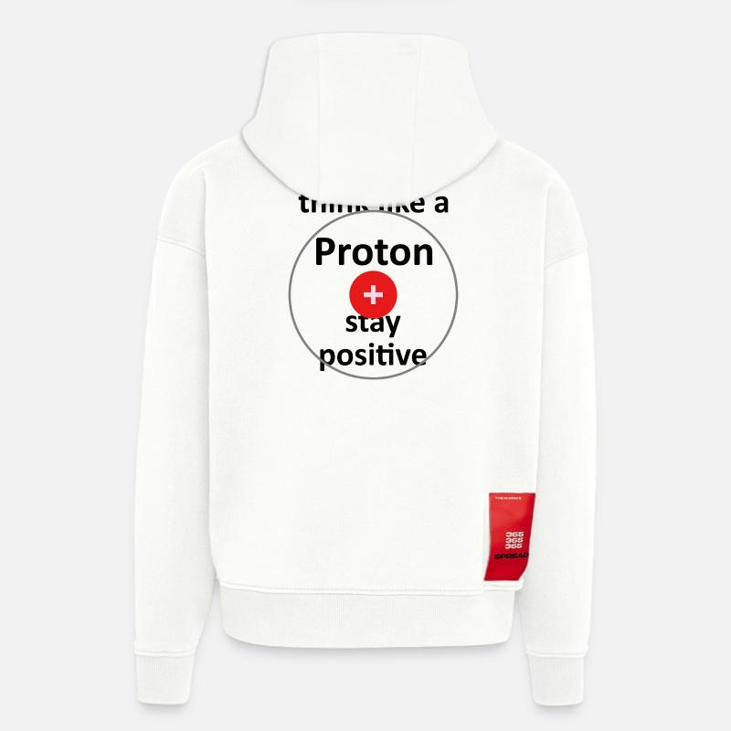 Unispruch "like a proton" Geschenk, Studenten - Hoodie- made by SPREAD  - OFF WHITE