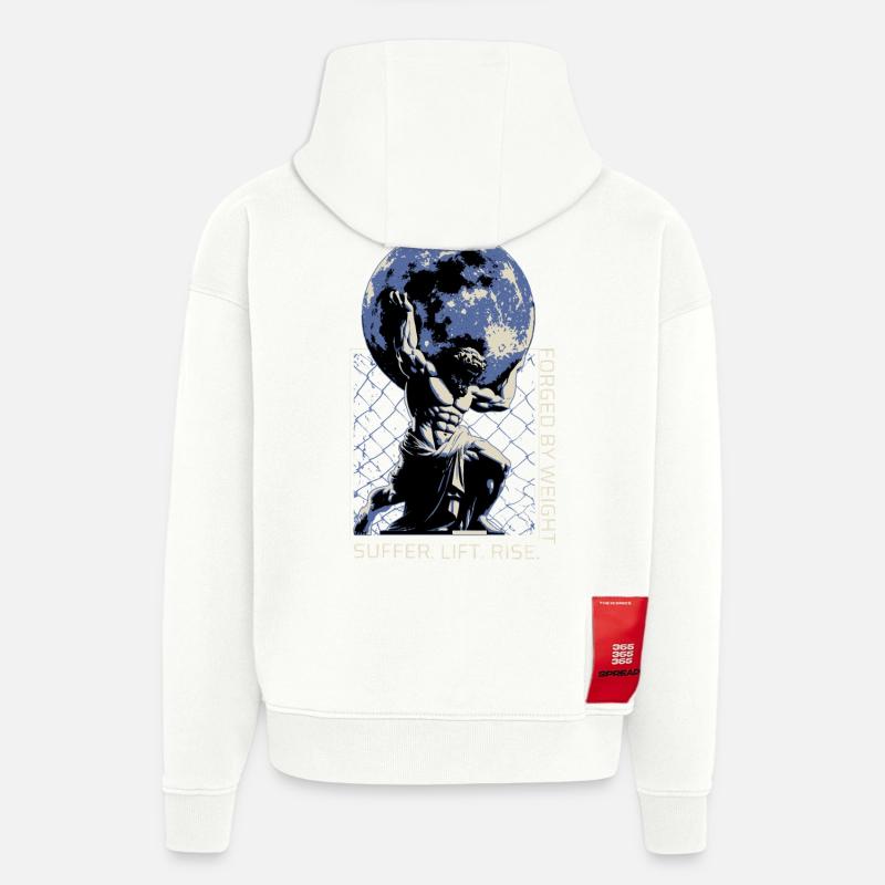 Graphique grec de Titan - Sweat à capuche bio épais oversize fabriqué en UE - OFF WHITE