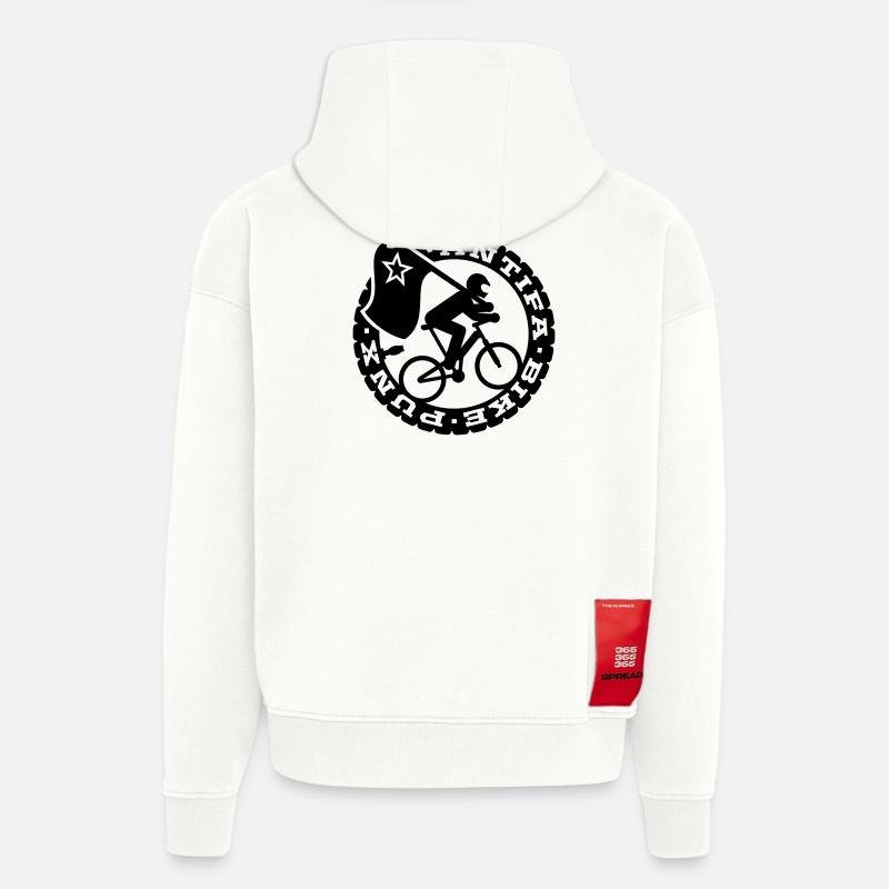 Antifa vélo Punks - Sweat à capuche bio épais oversize fabriqué en UE - OFF WHITE