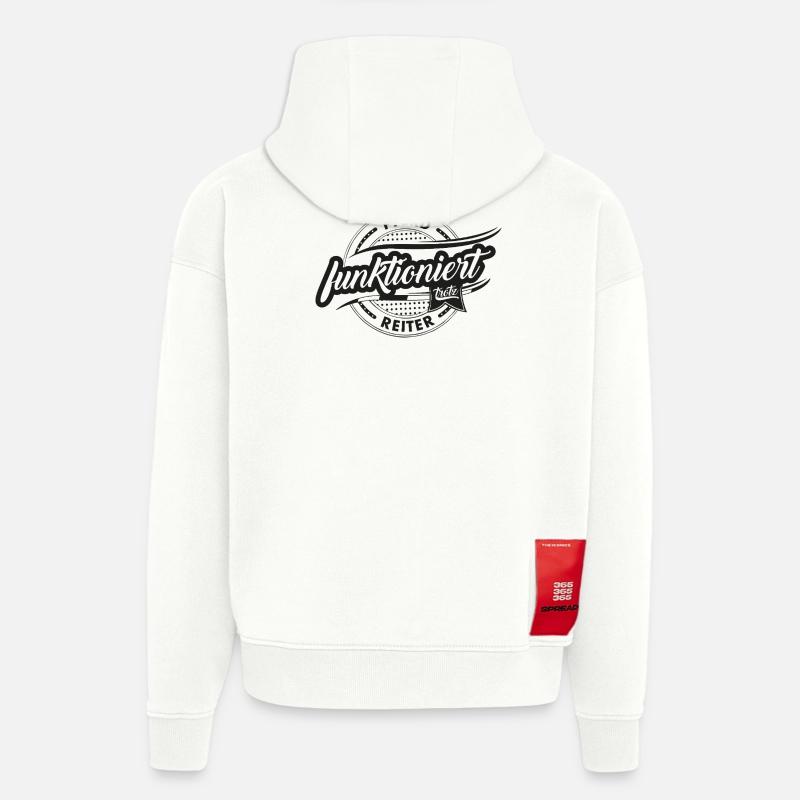 Le cheval travaille malgré le cavalier - Sweat à capuche bio épais oversize fabriqué en UE - OFF WHITE