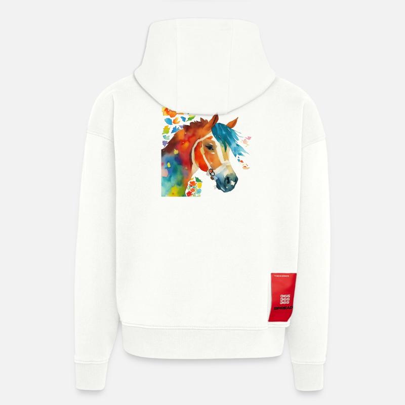 Le bonheur du cheval - Sweat à capuche bio épais oversize fabriqué en UE - OFF WHITE