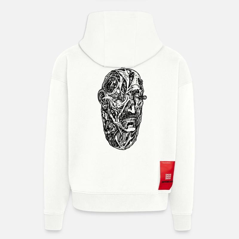 "Egg" (noir) - Sweat à capuche bio épais oversize fabriqué en UE - OFF WHITE