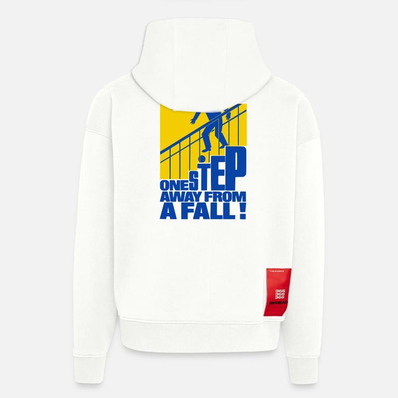 One Step Away from a Fall - Sweat à capuche bio épais oversize fabriqué en UE - OFF WHITE