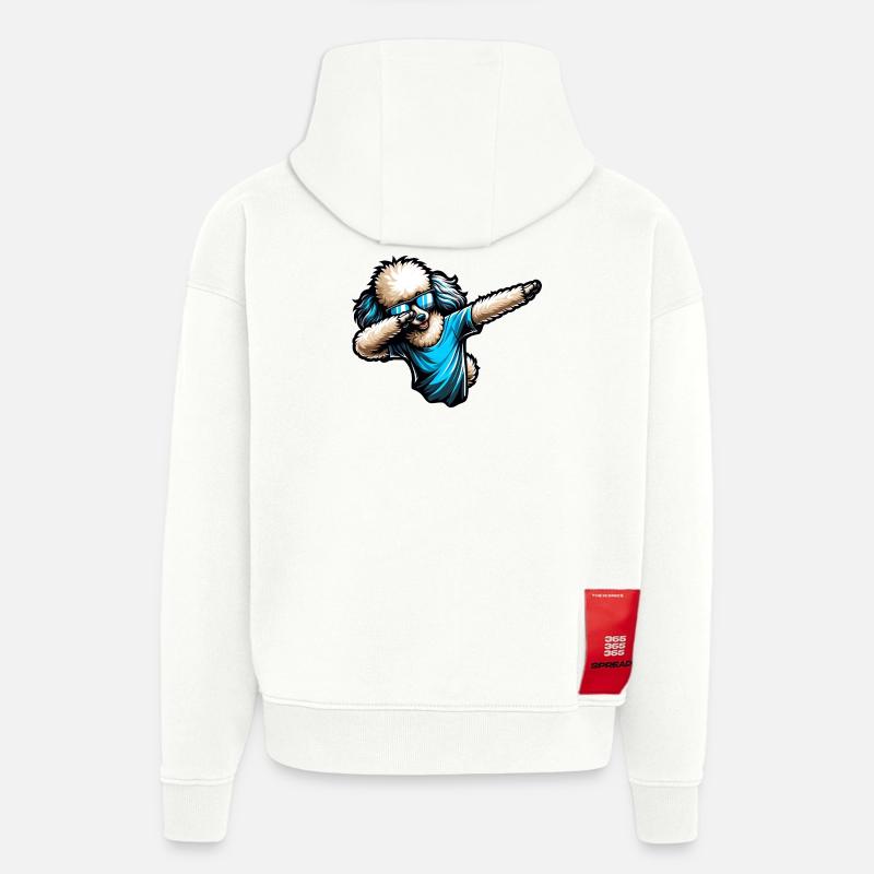 Caniche cool Dabbing Design élégant - Sweat à capuche bio épais oversize fabriqué en UE - OFF WHITE