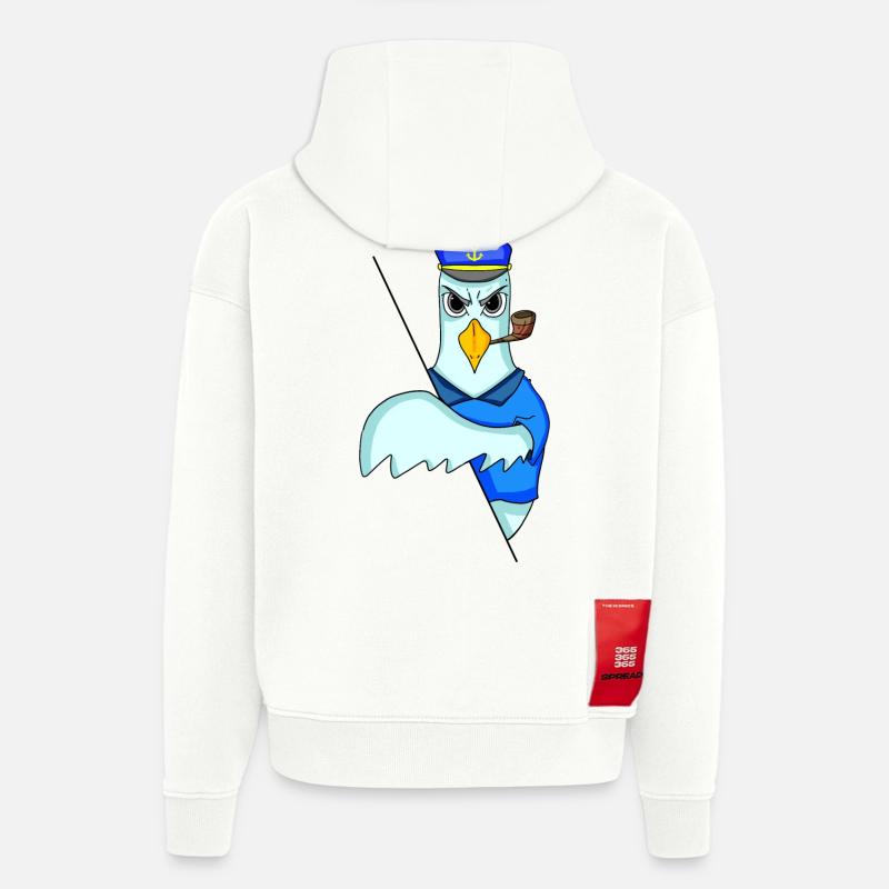 Capitaine de mouette - Sweat à capuche bio épais oversize fabriqué en UE - OFF WHITE