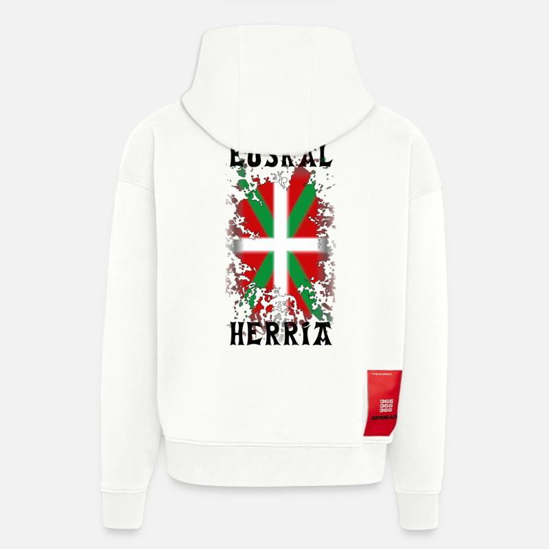 Euskal Herria Pays Basque - Sweat à capuche bio épais oversize fabriqué en UE - OFF WHITE