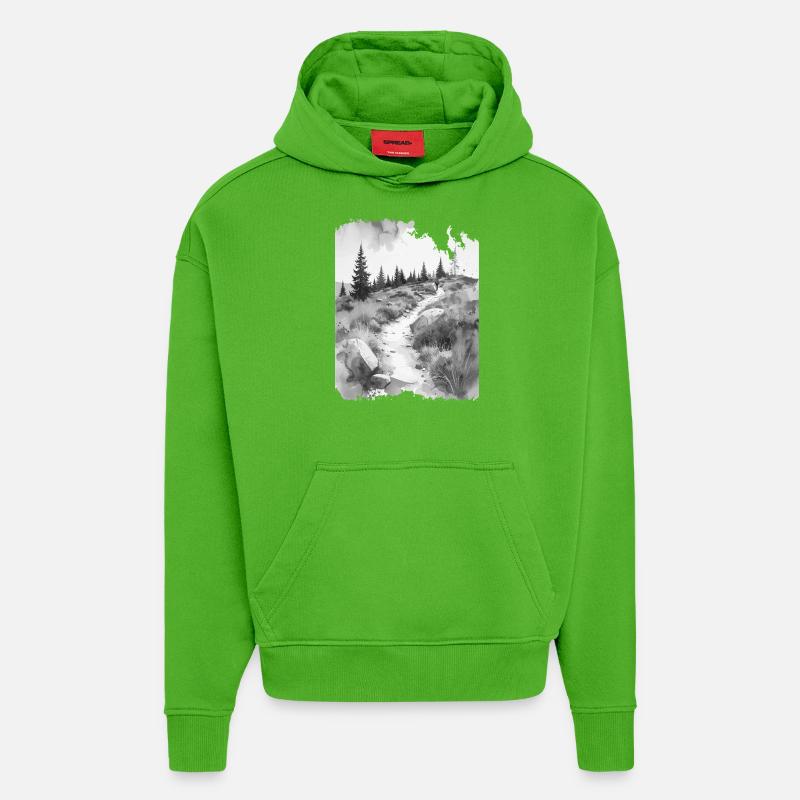 Wanderpfad greysplash - Hoodie- made by SPREAD  - Apple Neon