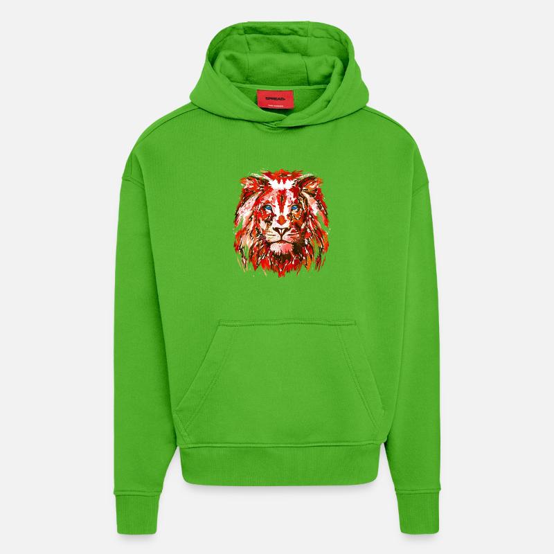 Roter Löwenkopf - Sternzeichen Löwe - Hoodie- made by SPREAD  - Apple Neon