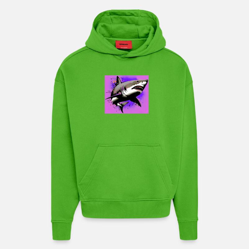 Requin - Sweat à capuche bio épais oversize fabriqué en UE - Apple Neon