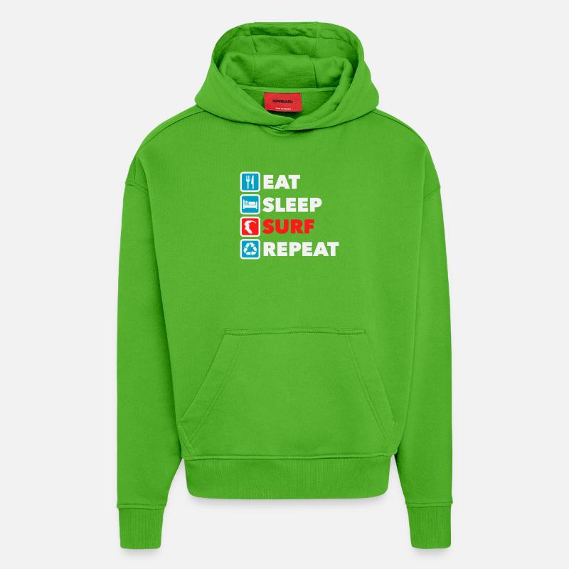 Eat Sleep Surf Repeat - Hoodie- made by SPREAD  - Apple Neon