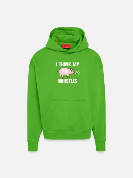 I think my pig whistles - Hoodie- made by SPREAD  - Apple Neon