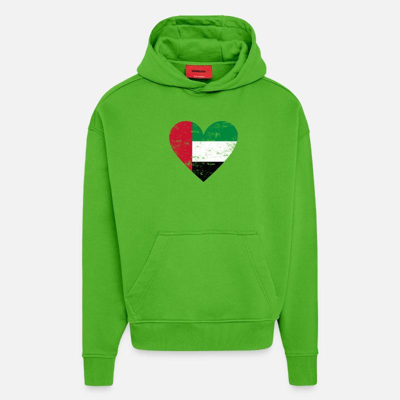 Cœur des Émirats arabes unis - Sweat à capuche bio épais oversize fabriqué en UE - Apple Neon