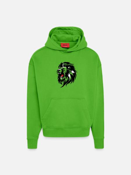 Rowing Lion Silhouette with Red Tongue - Hoodie- made by SPREAD  - Apple Neon