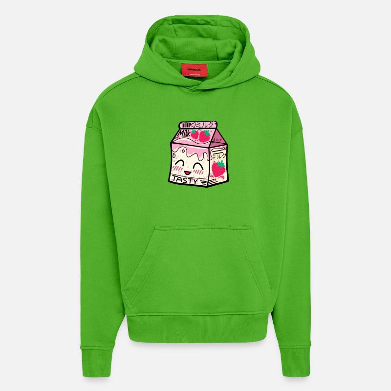 Erdbeer Milch Packung kawaii - Hoodie- made by SPREAD  - Apple Neon