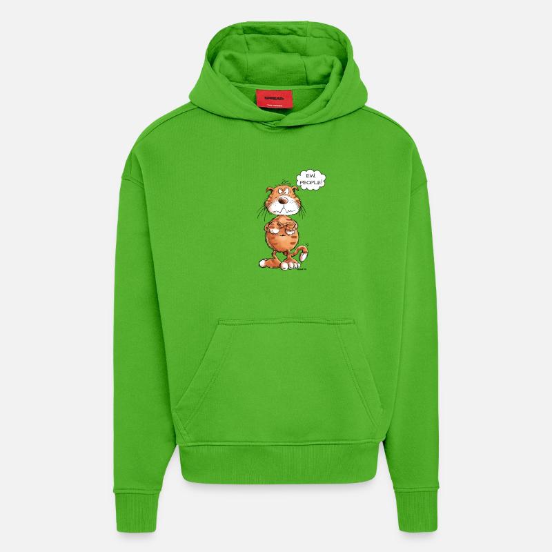 ew gens chat rouge disant chats - Sweat à capuche bio épais oversize fabriqué en UE - Apple Neon